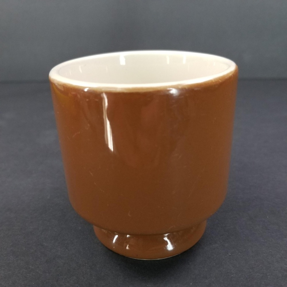 Vintage Brown Footed Coffee Mug Retro Mid Century‎ Ceramic Pedestal Cup White In - Picture 3 of 7